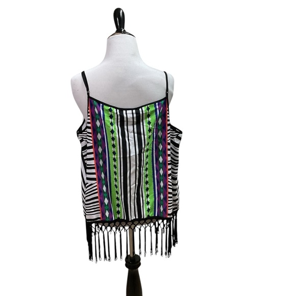 Bisou Bisou Women's Size XL Top Spaghetti Straps Fringed Adjustable Multi Color - Picture 5 of 6